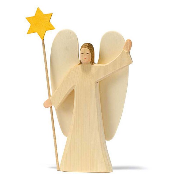 Holzfigur Engel mit Stern, groß