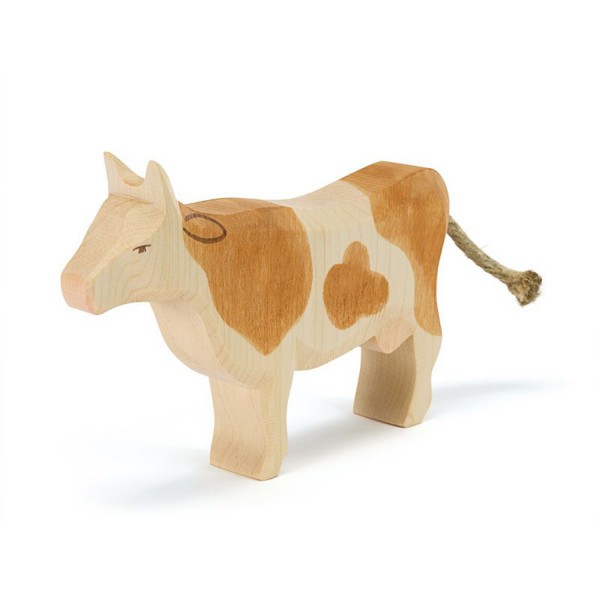 Holzfigur Kuh braun stehend