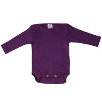 Baby-Body Langarm Wolle/Seide pflaume Baby-Body Langarm Wolle/Seide pflaume