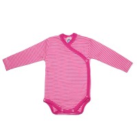 Baby-Wickelbody Langarm Wolle/Seide pink-geringelt Baby-Wickelbody Langarm Wolle/Seide pink-geringelt